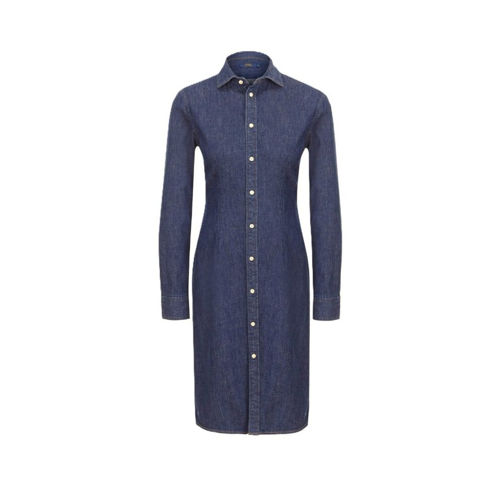 NWT Polo Ralph Lauren Cotton Denim Shirt Dress in Indigo Blue 8 $245
